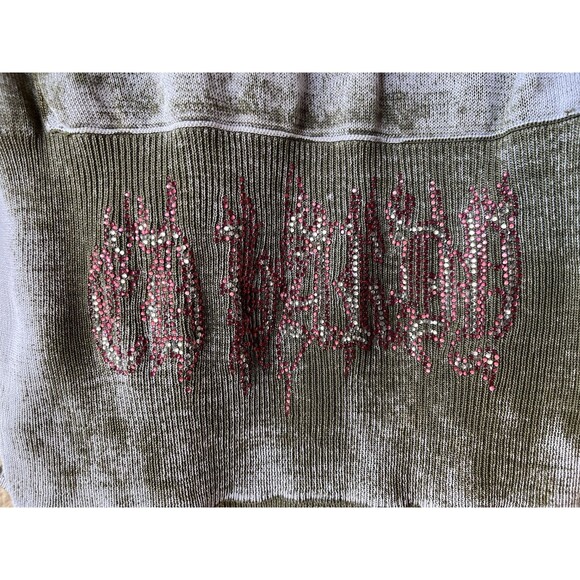 Ed Hardy Christian Audgier women Vintage Skull Hooded Sweater sz Small Silk Knit - Picture 6 of 9